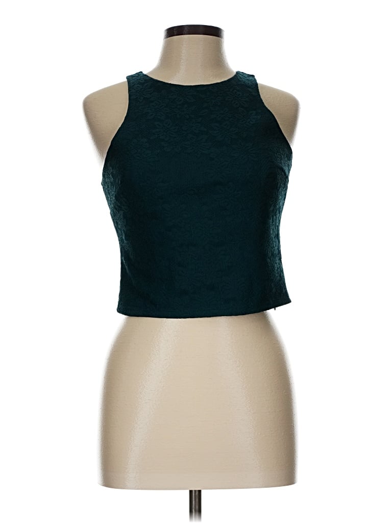 Pre-owned Forever 21 Sleeveless Top Teal Halter Neckline Tops
