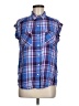 Express 100% Rayon Plaid Blue Sleeveless Button-Down Shirt Size M - photo 1