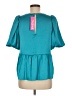 Lilly Pulitzer 100% Polyester Teal Short Sleeve Blouse Size 6 - photo 2