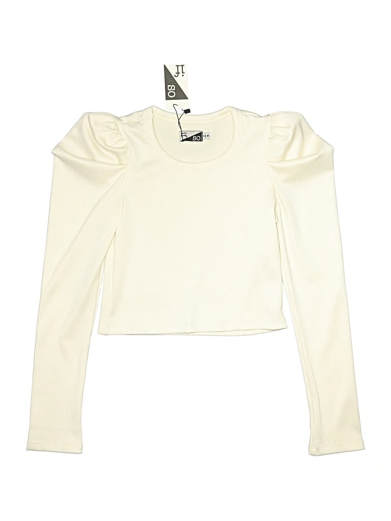 Assorted Brands Kids' Long Sleeve Top Ivory One Shoulder Neckline Tops In Neutral