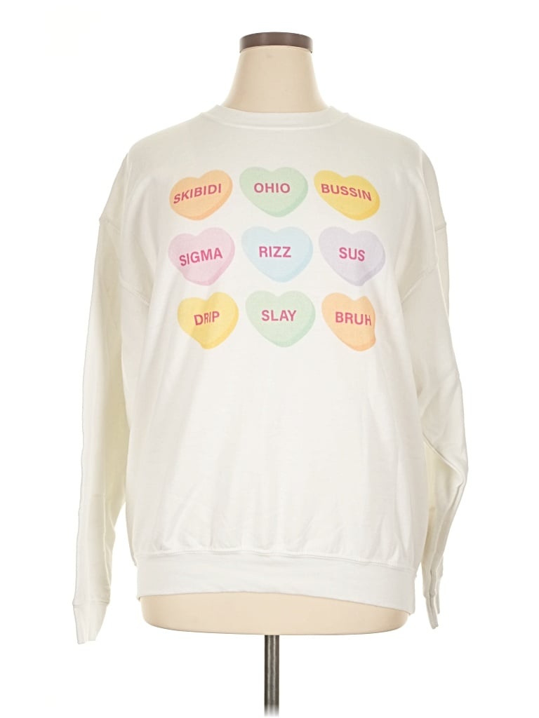 Pre-owned Gildan Sweatshirt In White