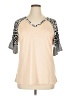 Unbranded 100% Polyester Tan Short Sleeve Top Size XL - photo 1