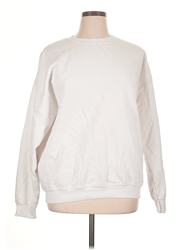 Pre-owned Gildan Sweatshirt In White