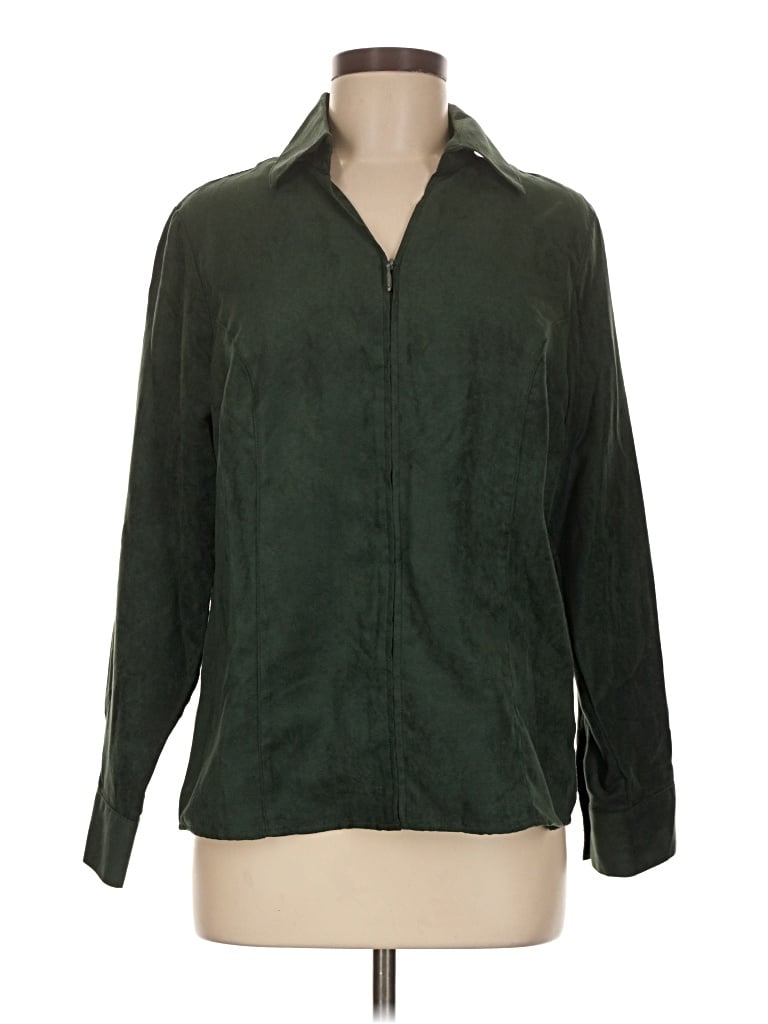 Pre-owned Croft & Barrow Long Sleeve Polo Shirt In Green