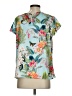 rsvp by TALBOTS 100% Polyester Tropical Teal Short Sleeve Blouse Size S - photo 2