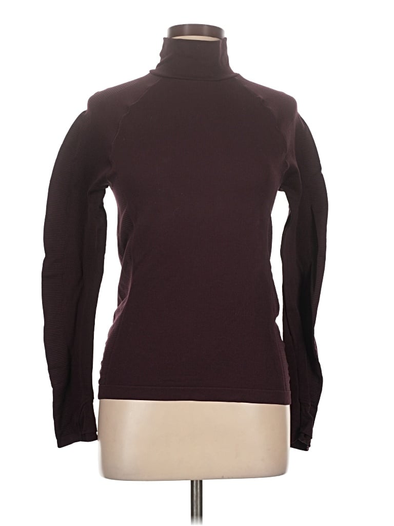 Pre-owned Athleta Long Sleeve Top Burgundy Turtleneck Tops