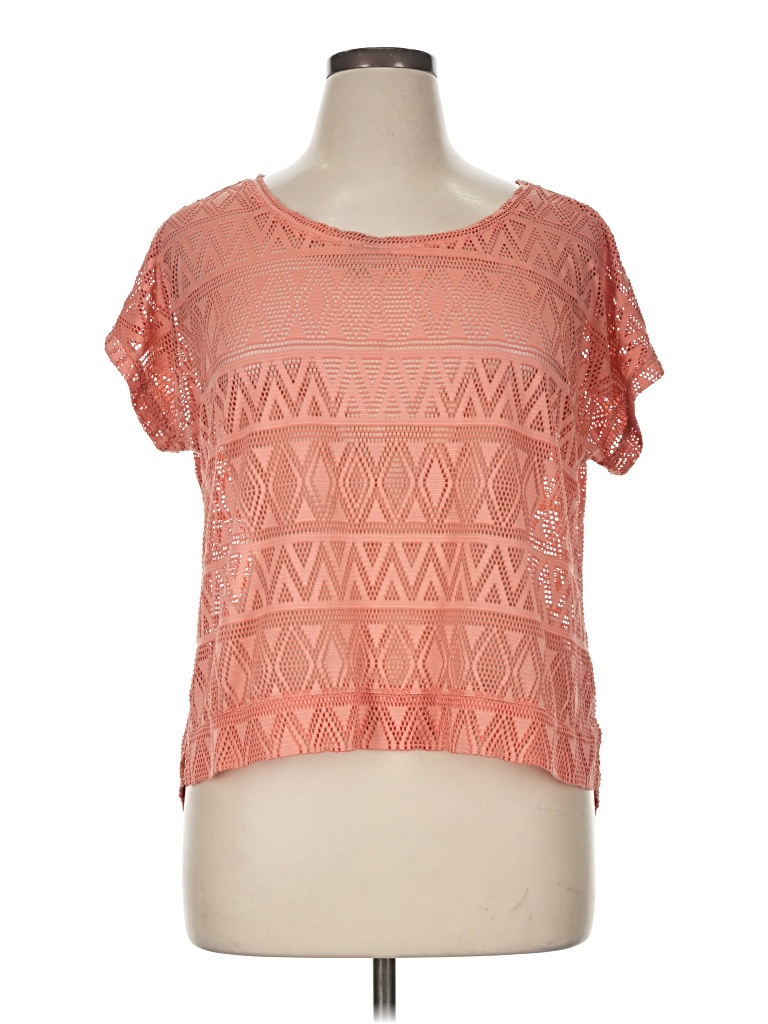 Pre-owned Cato Short Sleeve Top Orange Square Neckline Tops
