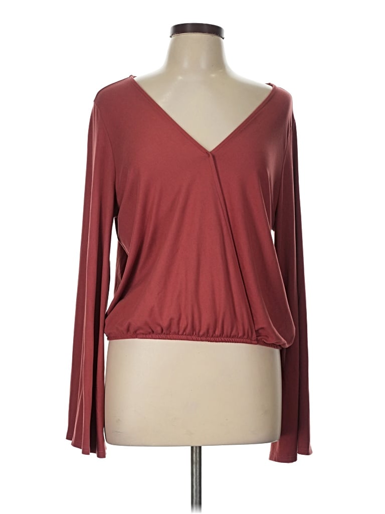 Pre-owned Sadie & Sage Long Sleeve Blouse In Burgundy