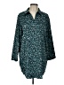 Cabernet Print Teal 3/4 Sleeve Button-Down Shirt Size L - photo 1