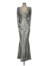 Talbot Runhof Metallic Silver Cocktail Dress Size 2 - photo 1