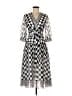 MARYLING 100% Polyester Checkered-gingham Silver Casual Dress Size 36 waist - photo 1