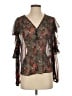 Veronica Beard 100% Silk Brown 3/4 Sleeve Silk Top Size 2 - photo 1