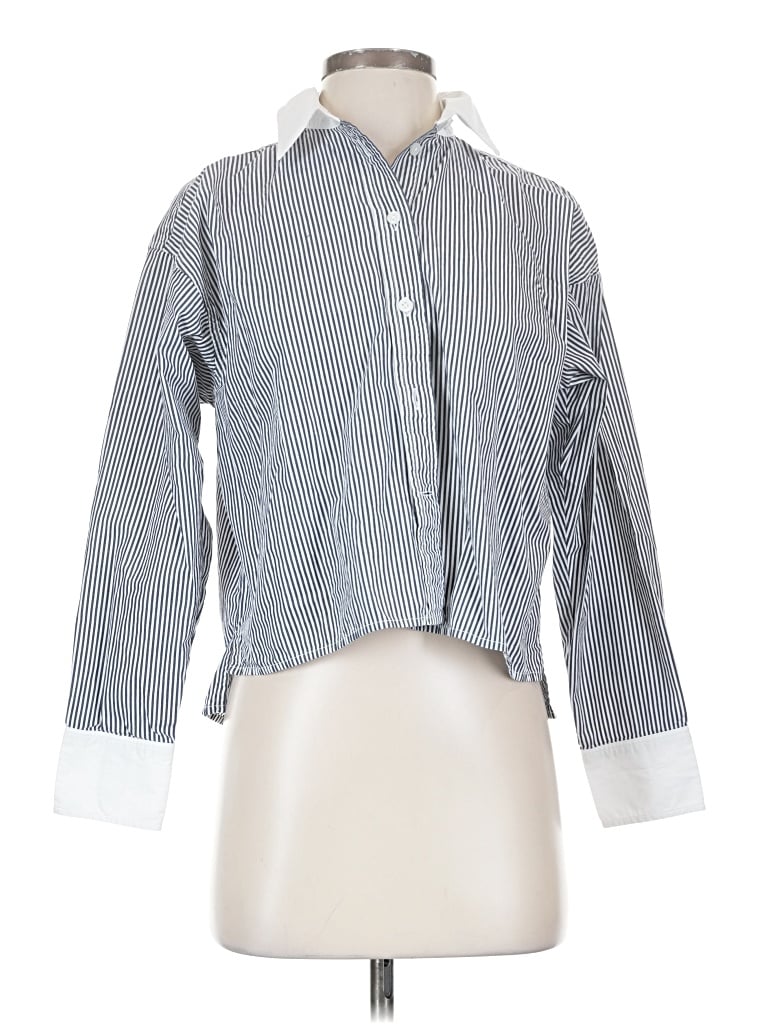 Pre-owned Jcrew Long Sleeve Blouse In Gray
