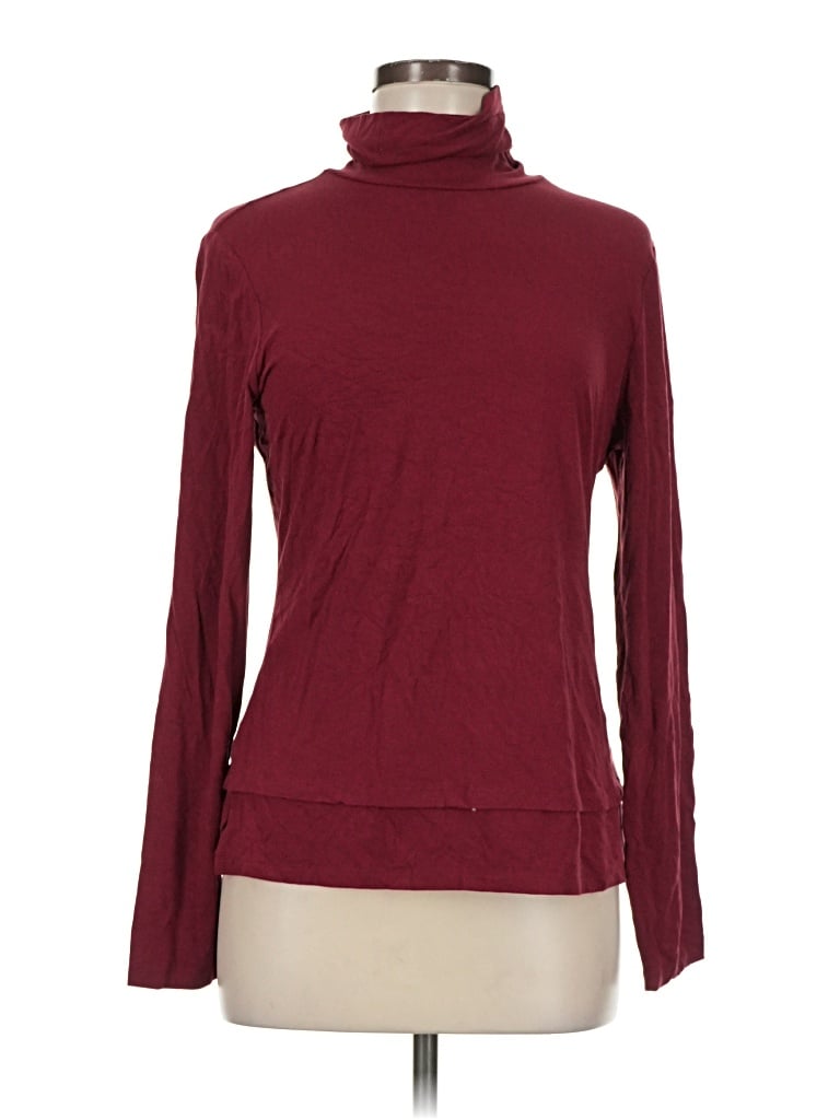 Pre-owned Doncaster Collection Long Sleeve Turtleneck In Burgundy