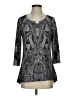 One World 100% Polyester Gray 3/4 Sleeve Top Size S - photo 1