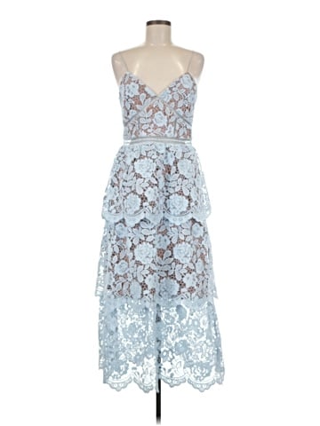 Self-Portrait Floral Lace Midi Tiered Dress (view 1)