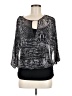 Jennifer Lopez 100% Polyester Silver 3/4 Sleeve Blouse Size M - photo 1