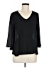 a.n.a. A New Approach 100% Polyester Black 3/4 Sleeve Top Size M - photo 1