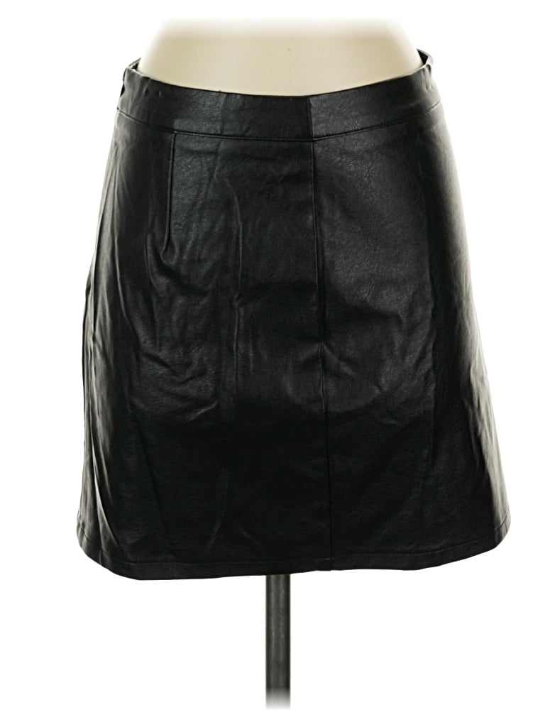 Pre-owned Le Lis Faux Leather Skirt In Black
