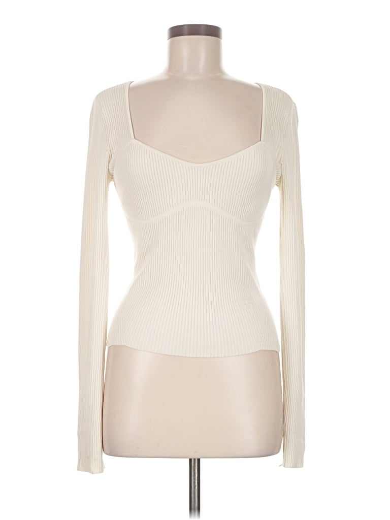 Pre-owned Frame Long Sleeve Top Ivory Square Neckline Tops
