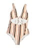 Unbranded Stripes Ivory One Piece Swimsuit Size L - photo 1