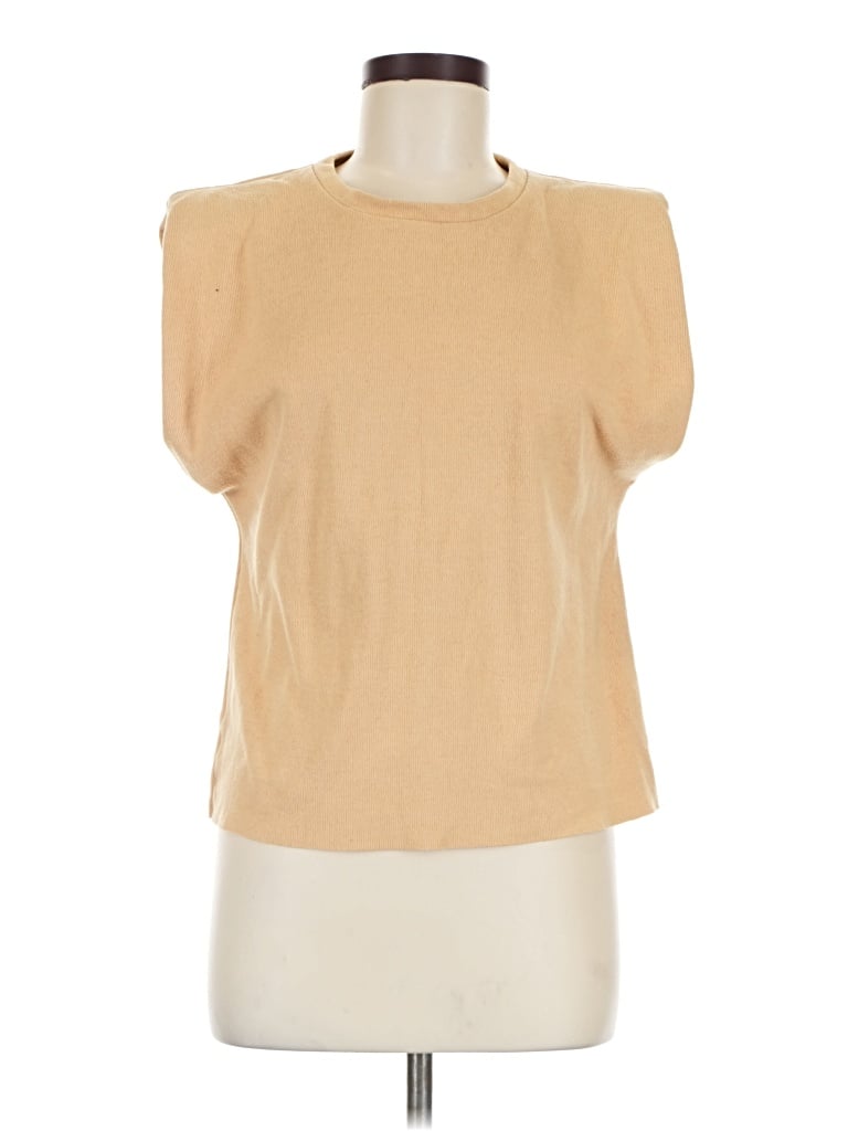 Pre-owned Zara Sleeveless T-shirt In Tan