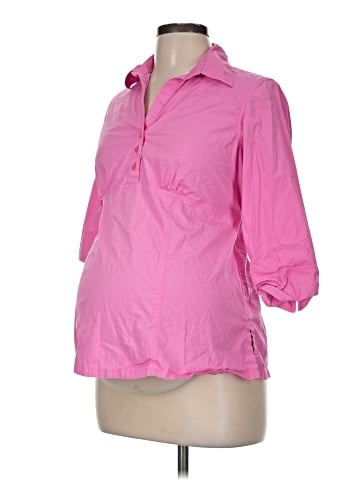 Maternity Announcements 3/4 Sleeve Button-Down Shirt (view 1)