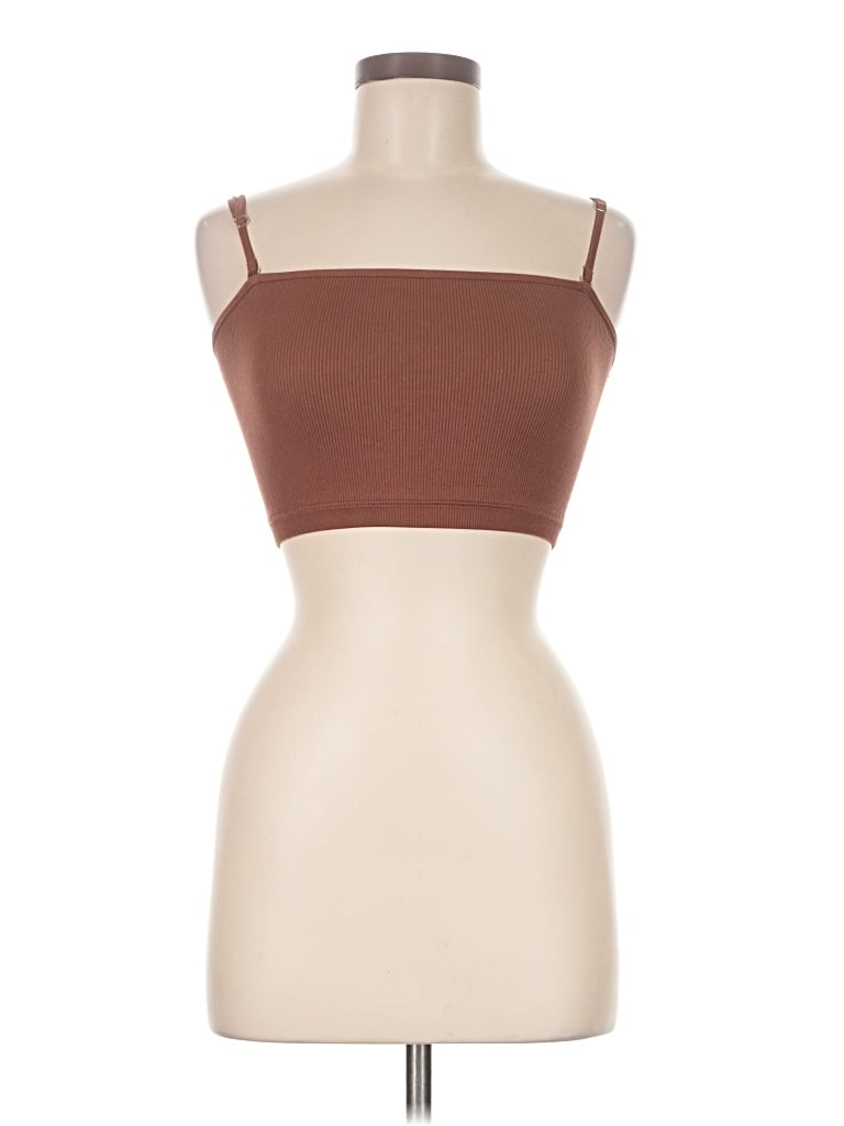 Pre-owned Assorted Brands Tank Top Brown Strapless Neckline Tops