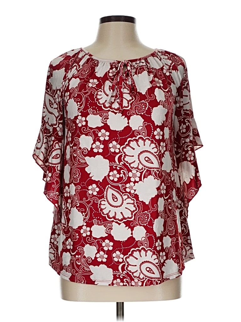 Pre-owned Espresso 3/4 Sleeve Blouse In Red