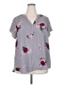 Torrid 100% Polyester Floral Gray Short Sleeve Blouse Size 2X Plus (2) - photo 1