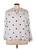 Como Black 100% Rayon Polka Dots Ivory Long Sleeve Blouse Size 3X - photo 1