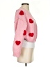 Luna Ivy 100% Polyester Hearts Pink Cardigan Size XS - photo 4