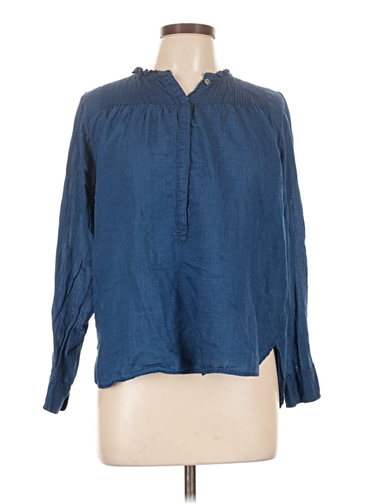 Pre-owned Jcrew Long Sleeve Blouse In Blue