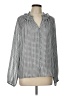 Ann Taylor 100% Polyester Houndstooth Gray Long Sleeve Blouse Size L - photo 1