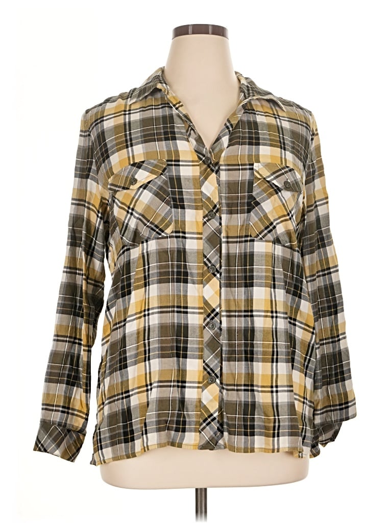 Pre-owned Elliott Lauren Long Sleeve Button Down Shirt In Yellow