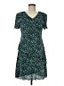 Connected Apparel 100% Polyester Print Teal Casual Dress Size 8 Petite - photo 1