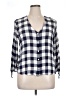 dip 100% Rayon Checkered-gingham Blue 3/4 Sleeve Blouse Size XL - photo 1