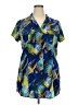 Fred David Tropical Blue Short Sleeve Blouse Size 18 - 20 - photo 1