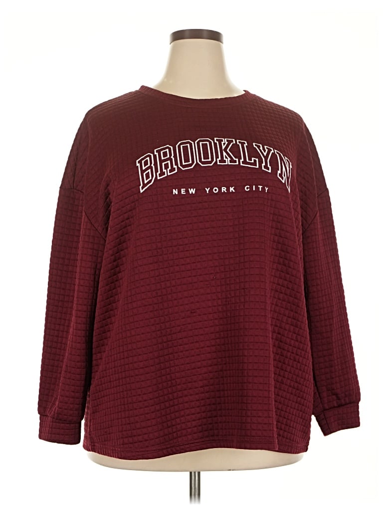 Pre-owned Shein Curve Pullover Sweater In Burgundy