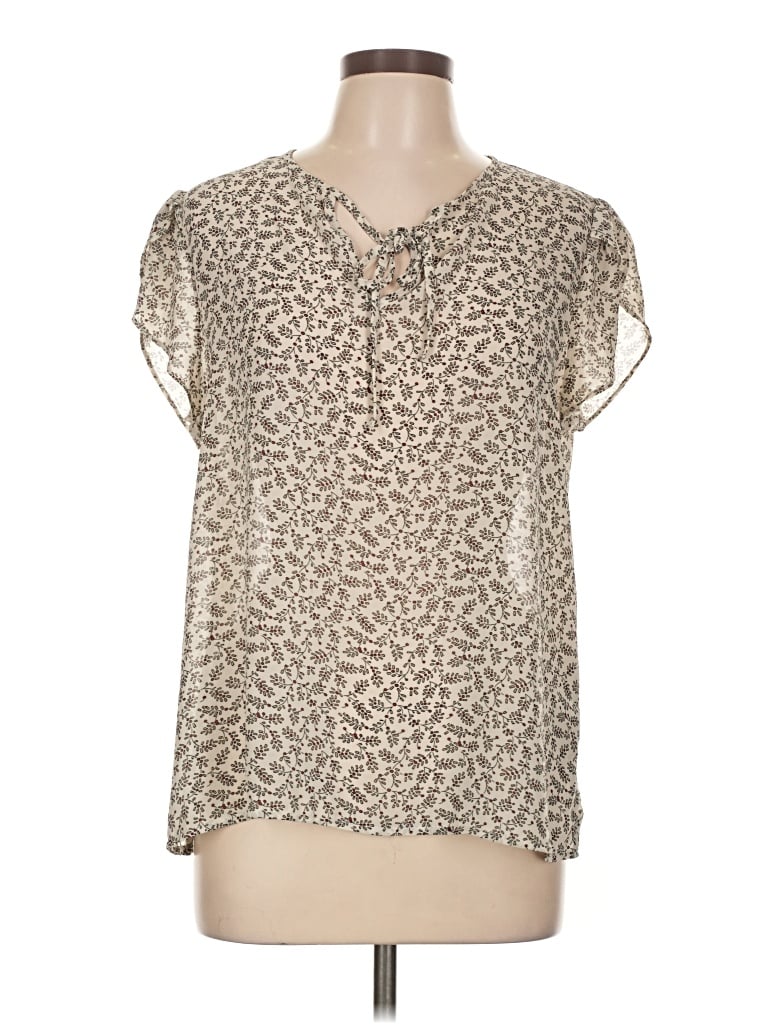 Pre-owned Fun2fun Short Sleeve Blouse In Tan