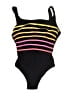 Longitude Stripes Black One Piece Swimsuit Size 12 - photo 1