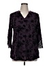 Assorted Brands Black Purple 3/4 Sleeve Blouse Size XL - photo 1