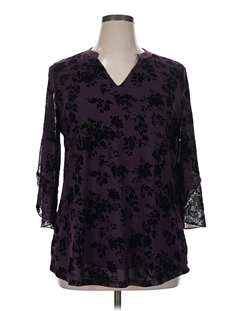Pre-owned Assorted Brands 3/4 Sleeve Blouse In Purple