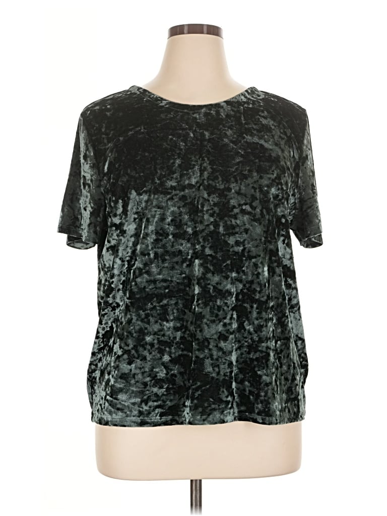 Pre-owned 14th & Union Short Sleeve Top Green Tie-dye Pattern Crew Neck Tops