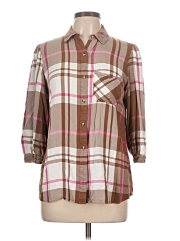 Cato 3/4 Sleeve Button-Down Shirt (view 1)