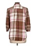 Cato 100% Rayon Plaid Brown 3/4 Sleeve Button-Down Shirt Size L - photo 2