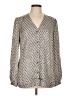 Tory Burch Gray Ivory Long Sleeve Silk Top Size 10 - photo 1