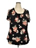 New Mix USA Floral Black Short Sleeve Blouse Size 3X - photo 1