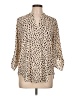 Lush 100% Polyester Animal Print Tan 3/4 Sleeve Blouse Size L - photo 1
