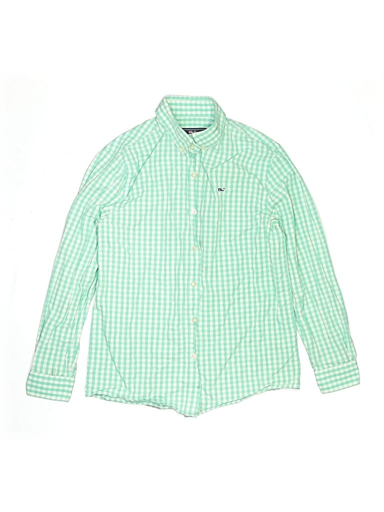 Pre-owned Vineyard Vines Kids' Long Sleeve Button Down Shirt In Green